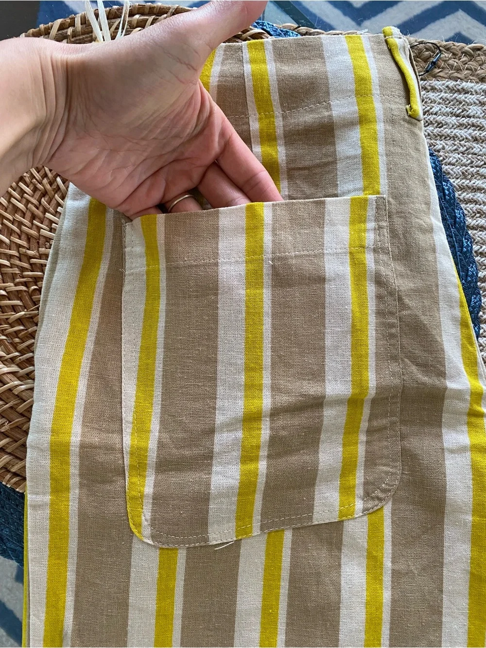 ZARA Striped Linen Blend Wide-Leg Trousers in Beige and Yellow! 🐚